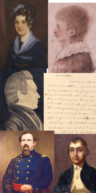 Mosaic image with portraits and handwritten letters
